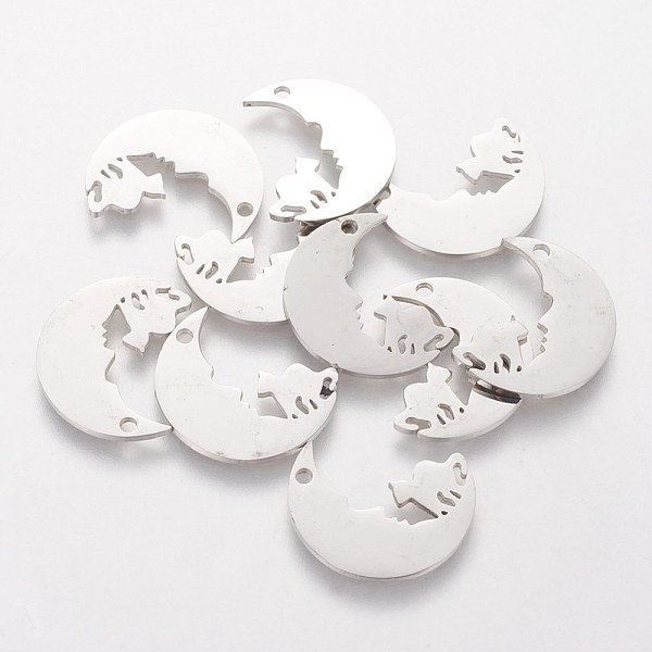 PandaHall 201 Stainless Steel Pendants, Moon with Cat, Stainless Steel Color, 18.5x15x1.1mm, Hole: 1.5mm 201 Stainless Steel Moon
PandaHall 201 Stainless Steel Pendants, Moon with Cat, Stainless Steel Color, 18.5x15x1.1mm, Hole: 1.5mm 201 Stainless Steel Moon