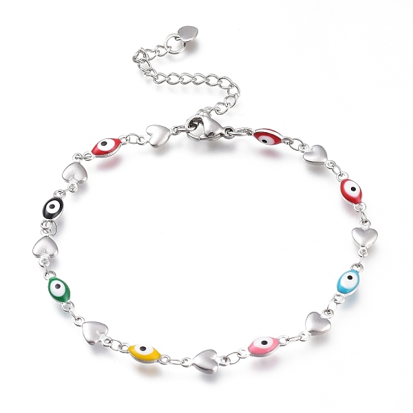 PandaHall 304 Stainless Steel Link Bracelets, with Enamel and Lobster Claw Clasps, Evil Eye & Heart, Stainless Steel Color, Colorful, 8-1/4...
PandaHall 304 Stainless Steel Link Bracelets, with Enamel and Lobster Claw Clasps, Evil Eye & Heart, Stainless Steel Color, Colorful, 8-1/4...