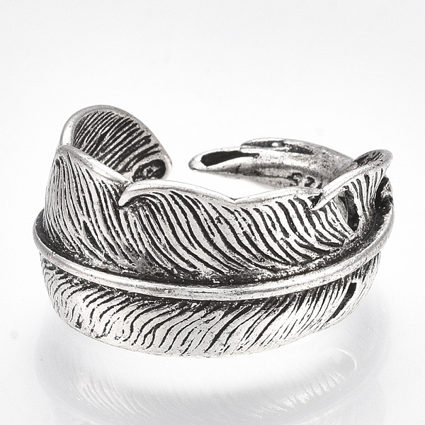 PandaHall Alloy Cuff Finger Rings, Wide Band Rings, Feather, Antique Silver, Size 9, 19mm Alloy
PandaHall Alloy Cuff Finger Rings, Wide Band Rings, Feather, Antique Silver, Size 9, 19mm Alloy