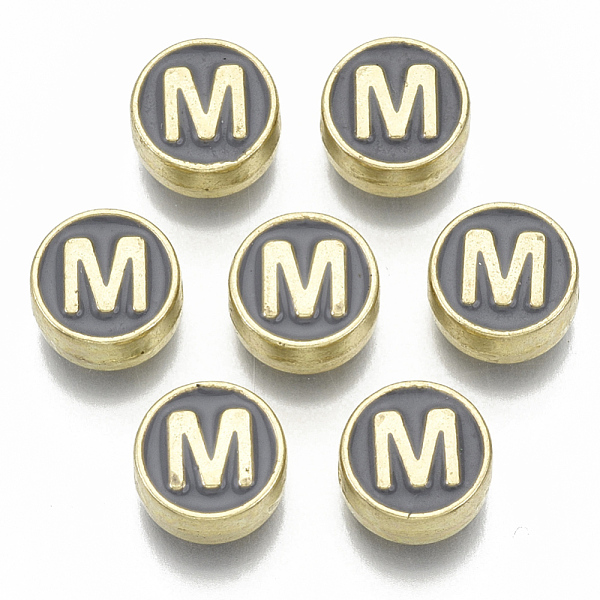 PandaHall Alloy Enamel Beads, Cadmium Free & Nickel Free & Lead Free, Flat Round with Initial Letters, Light Gold, Letter.M, 8x4mm, Hole...
PandaHall Alloy Enamel Beads, Cadmium Free & Nickel Free & Lead Free, Flat Round with Initial Letters, Light Gold, Letter.M, 8x4mm, Hole...