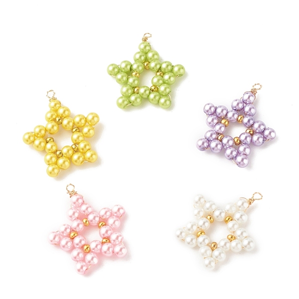 PandaHall Baking Painted Pearlized Glass Pearl Round Beaded Pendants, with Eco-Friendly Copper Wire, Star, Mixed Color, 27x26x4mm, Hole..., Multicolor
PandaHall Baking Painted Pearlized Glass Pearl Round Beaded Pendants, with Eco-Friendly Copper Wire, Star, Mixed Color, 27x26x4mm, Hole..., Multicolor