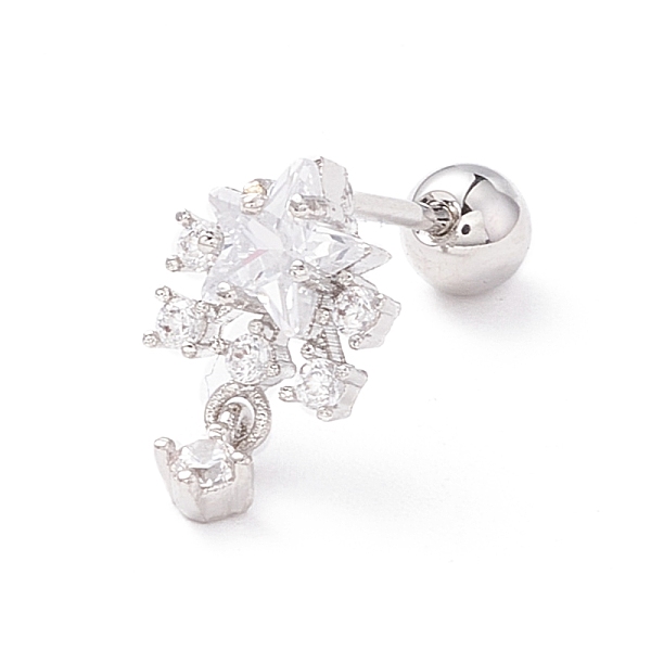 PandaHall Snowflake Clear Cubic Zirconia Stud Earrings for Women, Brass Drop Earrings with Screw Back Ball Tragus, Platinum, 13x7.5x4.7mm...
PandaHall Snowflake Clear Cubic Zirconia Stud Earrings for Women, Brass Drop Earrings with Screw Back Ball Tragus, Platinum, 13x7.5x4.7mm...