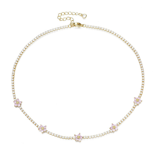 PandaHall Cubic Zirconia Classic Tennis Necklace with Flower Links, Golden Brass Jewelry for Women, Pink, 14.37 inch(36.5cm) Cubic Zirconia...
PandaHall Cubic Zirconia Classic Tennis Necklace with Flower Links, Golden Brass Jewelry for Women, Pink, 14.37 inch(36.5cm) Cubic Zirconia...