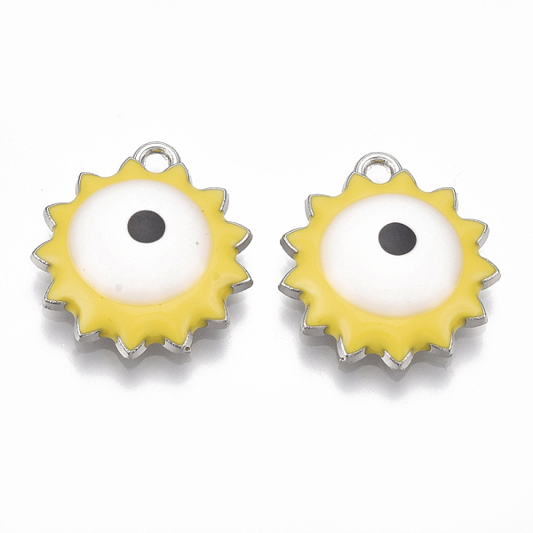 PandaHall Alloy Pendants, with Enamel, Flower with Evil Eye, Platinum, Gold, 21x19x4.5mm, Hole: 1.8mm Alloy+Enamel Evil Eye Gold
PandaHall Alloy Pendants, with Enamel, Flower with Evil Eye, Platinum, Gold, 21x19x4.5mm, Hole: 1.8mm Alloy+Enamel Evil Eye Gold