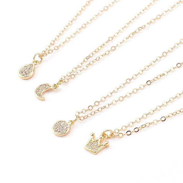 PandaHall Brass Micro Pave Clear Cubic Zirconia Pendant Necklaces Sets, Teardrop & Moon & Flat Round & Crown, Golden, 17.44 inch(44.3cm)...
PandaHall Brass Micro Pave Clear Cubic Zirconia Pendant Necklaces Sets, Teardrop & Moon & Flat Round & Crown, Golden, 17.44 inch(44.3cm)...