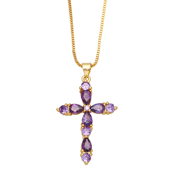 PandaHall Colorful Zircon Cross Necklace Hip Hop Fashion Diamond Sweater Chain NKB266 Brass
PandaHall Colorful Zircon Cross Necklace Hip Hop Fashion Diamond Sweater Chain NKB266 Brass