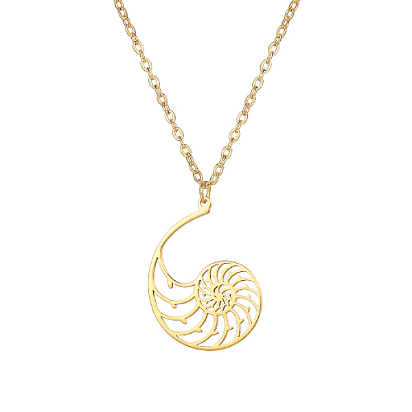 PandaHall Hollow Conch Shape Stainless Steel Pendant Necklace, Real 18K Gold Plated, 17.72 inch(45cm) Stainless Steel Shell Shape
PandaHall Hollow Conch Shape Stainless Steel Pendant Necklace, Real 18K Gold Plated, 17.72 inch(45cm) Stainless Steel Shell Shape