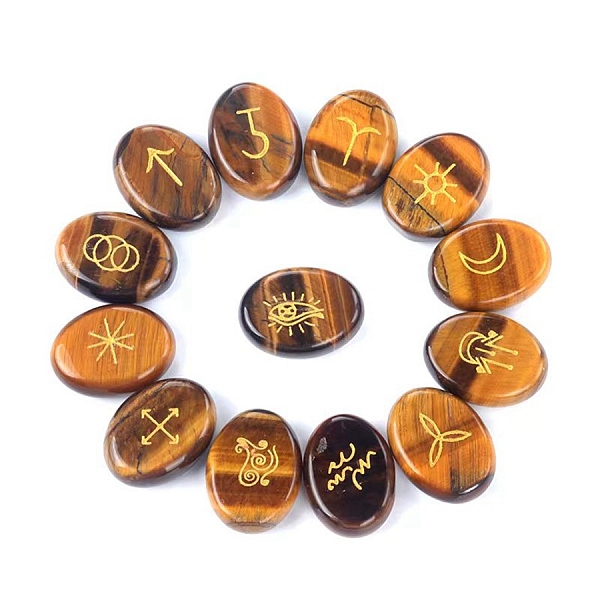 PandaHall Oval Natural Tiger Eye Rune Stones, Healing Stones for Chakras Balancing, Crystal Therapy, Meditation, Reiki, Divination, 20x15mm...
PandaHall Oval Natural Tiger Eye Rune Stones, Healing Stones for Chakras Balancing, Crystal Therapy, Meditation, Reiki, Divination, 20x15mm...