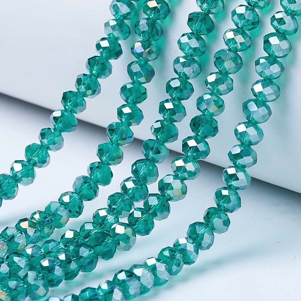 PandaHall Electroplate Glass Beads Strands, AB Color Plated, Faceted, Rondelle, Dark Cyan, 10x8mm, Hole: 1mm, about 63~65pcs/strand, 49~50cm...
PandaHall Electroplate Glass Beads Strands, AB Color Plated, Faceted, Rondelle, Dark Cyan, 10x8mm, Hole: 1mm, about 63~65pcs/strand, 49~50cm...