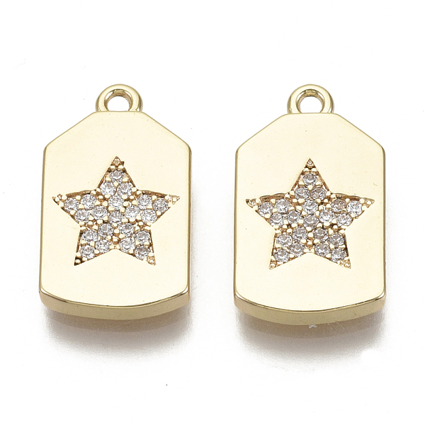 PandaHall Brass Micro Pave Cubic Zirconia Pendants, Rectangle with Star, Nickel Free, Real 18K Gold Plated, Clear, 17.5x10x2mm, Hole: 1.2mm...
PandaHall Brass Micro Pave Cubic Zirconia Pendants, Rectangle with Star, Nickel Free, Real 18K Gold Plated, Clear, 17.5x10x2mm, Hole: 1.2mm...
