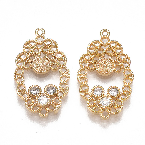 PandaHall Brass Filigree Pendants, Nickel Free, Real 18K Gold Plated, with Cubic Zirconia, Oval, Clear, 26x14.5x2mm, Hole: 1.2mm Brass+Cubic...
PandaHall Brass Filigree Pendants, Nickel Free, Real 18K Gold Plated, with Cubic Zirconia, Oval, Clear, 26x14.5x2mm, Hole: 1.2mm Brass+Cubic...