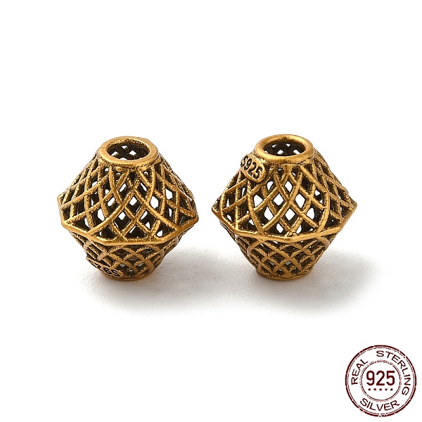 PandaHall 925 Sterling Silver Beads, Hollow Bicone, with S925 Stamp, Antique Golden, 8x8mm, Hole: 2mm Sterling Silver Bicone
PandaHall 925 Sterling Silver Beads, Hollow Bicone, with S925 Stamp, Antique Golden, 8x8mm, Hole: 2mm Sterling Silver Bicone