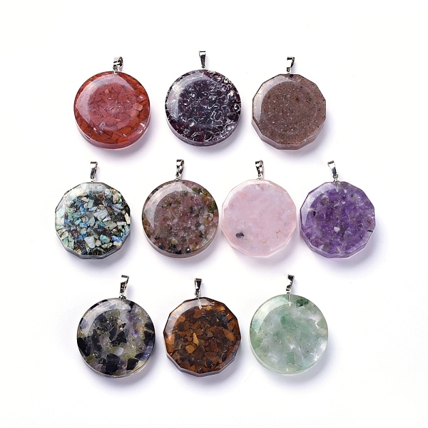 PandaHall Resin Pendants, with Natural Gemstone Chips Inside, Long-Lasting Plated Brass Findings, Flat Round, Platinum...
PandaHall Resin Pendants, with Natural Gemstone Chips Inside, Long-Lasting Plated Brass Findings, Flat Round, Platinum...