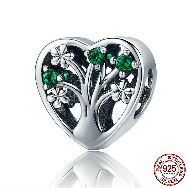 PandaHall 925 Sterling Silver European Beads, with Cubic Zirconia, Large Hole Beads, Heart with Tree, Antique Silver, 11x11mm, Hole..., Green
PandaHall 925 Sterling Silver European Beads, with Cubic Zirconia, Large Hole Beads, Heart with Tree, Antique Silver, 11x11mm, Hole..., Green
