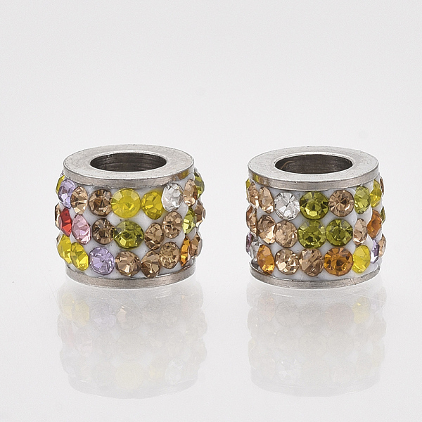 PandaHall 201 Stainless Steel Beads, with Polymer Clay Rhinestone, Column, Colorful, 5.5x7mm, Hole: 3.5mm Stainless Steel+Rhinestone Column..., Multicolor
PandaHall 201 Stainless Steel Beads, with Polymer Clay Rhinestone, Column, Colorful, 5.5x7mm, Hole: 3.5mm Stainless Steel+Rhinestone Column..., Multicolor