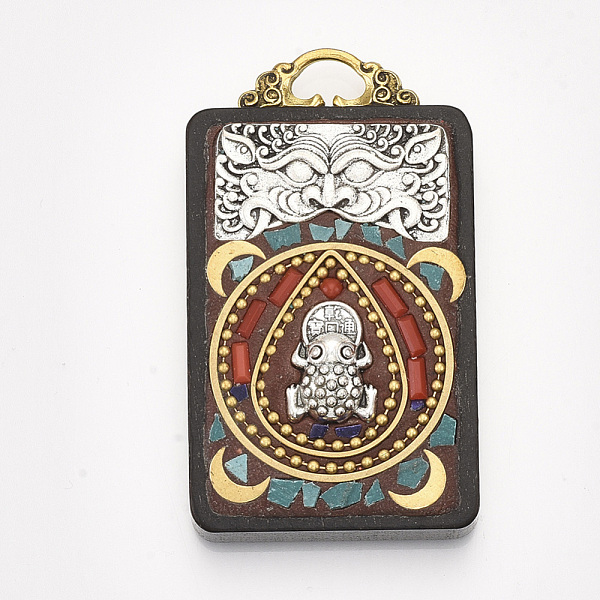 PandaHall Handmade Indonesia Big Pendants, Wood Settings, with Brass Findings and Alloy Loop, Rectangle with Frog, Colorful, 58x33x12mm...
PandaHall Handmade Indonesia Big Pendants, Wood Settings, with Brass Findings and Alloy Loop, Rectangle with Frog, Colorful, 58x33x12mm...