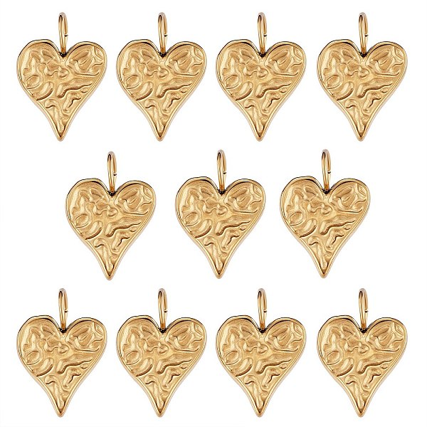 PandaHall 304 Stainless Steel Pendants, Textured, Heart, Golden, 24.5x17x3mm, Hole: 6mm, 10pcs/box 304 Stainless Steel Heart
PandaHall 304 Stainless Steel Pendants, Textured, Heart, Golden, 24.5x17x3mm, Hole: 6mm, 10pcs/box 304 Stainless Steel Heart