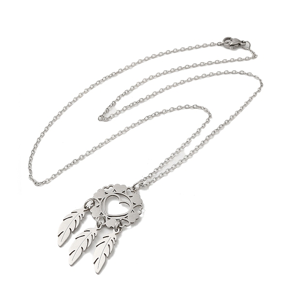 PandaHall 201 Stainless Steel Pendnat Necklace with Cable Chains, Web with Feather, Stainless Steel Color, 19.61~19.65 inch(49.8~49.9cm) 201...
PandaHall 201 Stainless Steel Pendnat Necklace with Cable Chains, Web with Feather, Stainless Steel Color, 19.61~19.65 inch(49.8~49.9cm) 201...