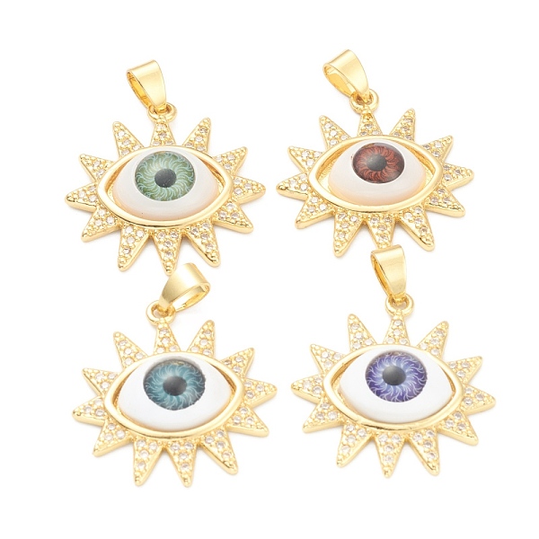 PandaHall Brass Zirconia Pendants, Real 18K Gold Plated, Long-Lasting Plated, with Resin Cabochons, Eye with Sun, Mixed Color, 28x26x7mm..., Multicolor
PandaHall Brass Zirconia Pendants, Real 18K Gold Plated, Long-Lasting Plated, with Resin Cabochons, Eye with Sun, Mixed Color, 28x26x7mm..., Multicolor