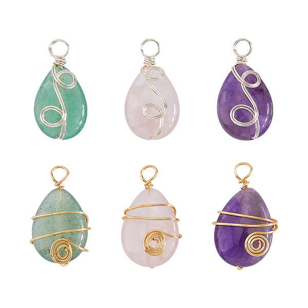 PandaHall SUPERFINDINGS 4 Sets Natural Mixed Gemstone Pendants, Natural Rose Quartz & Amethyst & Green Aventurine, with Copper Wire Wrapped...
PandaHall SUPERFINDINGS 4 Sets Natural Mixed Gemstone Pendants, Natural Rose Quartz & Amethyst & Green Aventurine, with Copper Wire Wrapped...