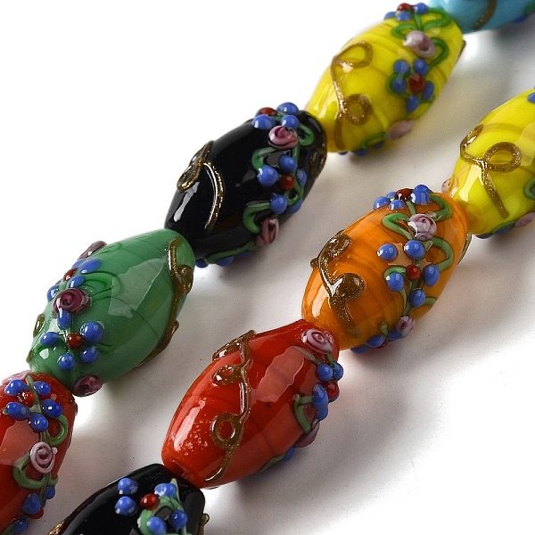 PandaHall Handmade Lampwork Beads, Rice wit Flower, Mixed Color, 23x12~13mm, Hole: 1.6mm Lampwork Barrel Multicolor
PandaHall Handmade Lampwork Beads, Rice wit Flower, Mixed Color, 23x12~13mm, Hole: 1.6mm Lampwork Barrel Multicolor