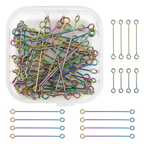 PandaHall 60Pcs 3 Style Ion Plating(IP) 304 Stainless Steel Eye Pins, Double Sided Eye Pins, Rainbow Color, 22 Gauge, 16~36x0.6mm, Hole...
PandaHall 60Pcs 3 Style Ion Plating(IP) 304 Stainless Steel Eye Pins, Double Sided Eye Pins, Rainbow Color, 22 Gauge, 16~36x0.6mm, Hole...