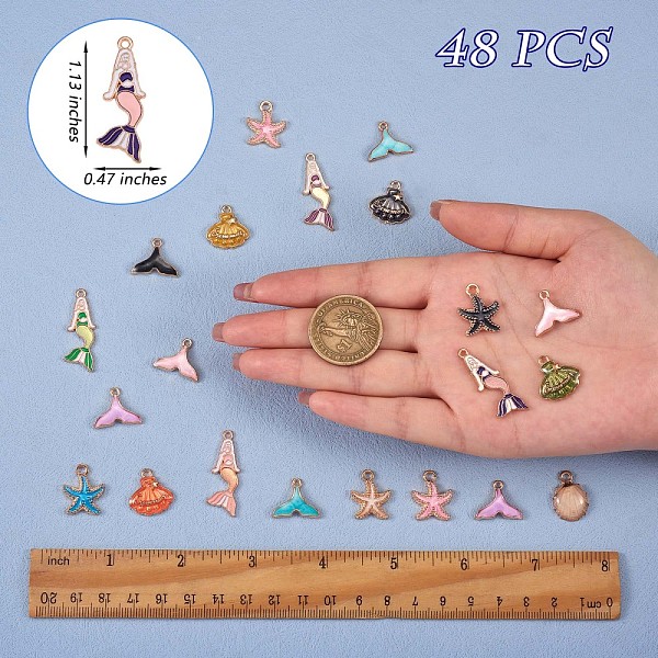 PandaHall 48Pcs Ocean Theme Charm Pendant Fishtail Seashell Enamel Charm Mixed Shape Pendant for Jewelry Necklace Bracelet Earring Making...
PandaHall 48Pcs Ocean Theme Charm Pendant Fishtail Seashell Enamel Charm Mixed Shape Pendant for Jewelry Necklace Bracelet Earring Making...