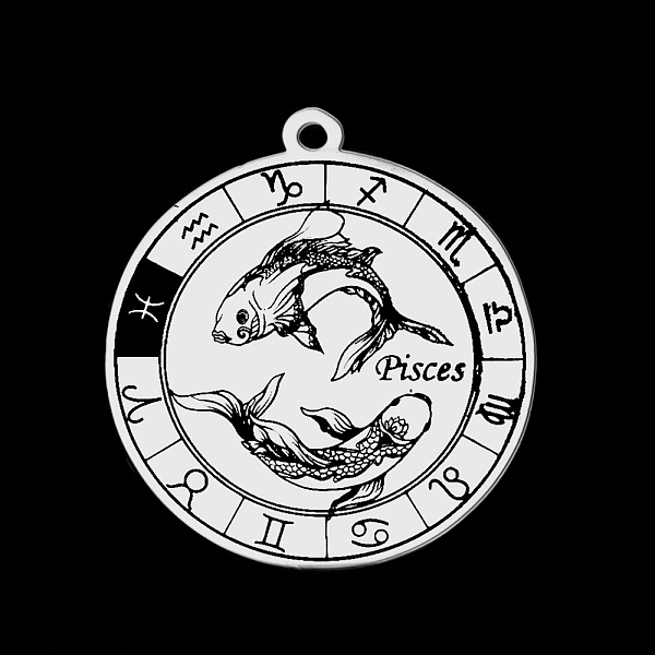 PandaHall 201 Stainless Steel Pendants, Laser Engraved Pattern, Flat Round with Constellation, Pisces, 33x30x1mm, Hole: 2mm 201 Stainless...
PandaHall 201 Stainless Steel Pendants, Laser Engraved Pattern, Flat Round with Constellation, Pisces, 33x30x1mm, Hole: 2mm 201 Stainless...