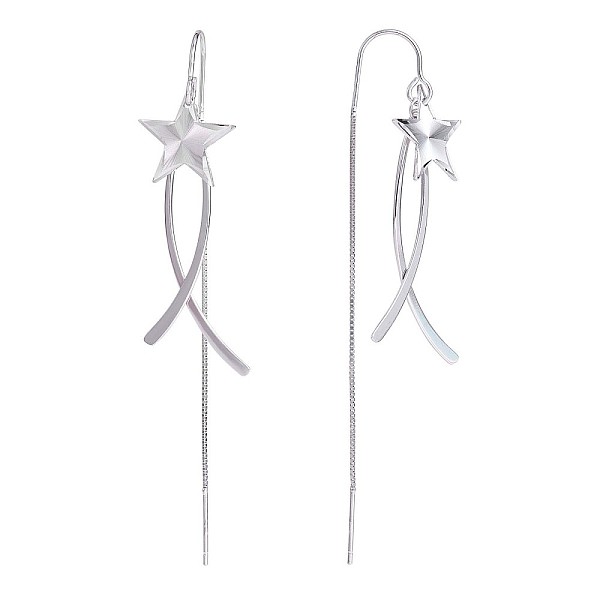 PandaHall Rhodium Plated 925 Sterling Silver Star with Chain Tassel Dangle Earrings, Long Drop Ear Thread for Women, Platinum, 75x14.5mm...
PandaHall Rhodium Plated 925 Sterling Silver Star with Chain Tassel Dangle Earrings, Long Drop Ear Thread for Women, Platinum, 75x14.5mm...