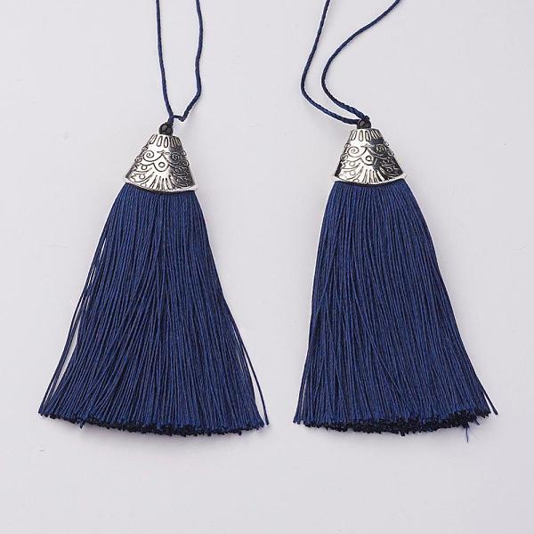 PandaHall Nylon Tassels Big Pendant Decorations, with CCB Plastic, Antique Silver, Prussian Blue, 85x20x10.5mm Nylon Blue
PandaHall Nylon Tassels Big Pendant Decorations, with CCB Plastic, Antique Silver, Prussian Blue, 85x20x10.5mm Nylon Blue