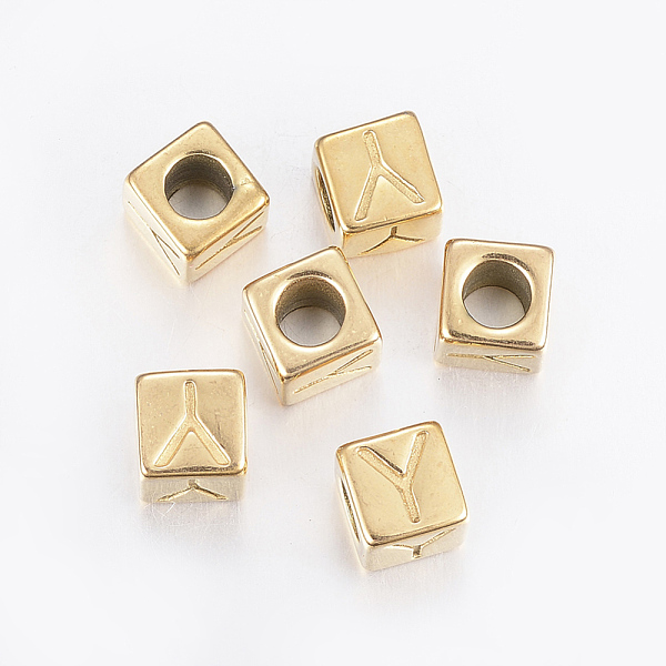 PandaHall 304 Stainless Steel Large Hole Letter European Beads, Horizontal Hole, Cube with Letter.Y, Golden, 8x8x8mm, Hole: 5mm 304...
PandaHall 304 Stainless Steel Large Hole Letter European Beads, Horizontal Hole, Cube with Letter.Y, Golden, 8x8x8mm, Hole: 5mm 304...