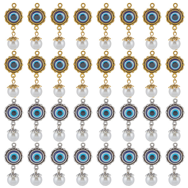 PandaHall 32Pcs 2 Colors Alloy Resin Pendants with Plastic Pearl, Flat Round with Evil Eye Pattern, Antique Silver & Antique Golden, 39mm..., Blue
PandaHall 32Pcs 2 Colors Alloy Resin Pendants with Plastic Pearl, Flat Round with Evil Eye Pattern, Antique Silver & Antique Golden, 39mm..., Blue