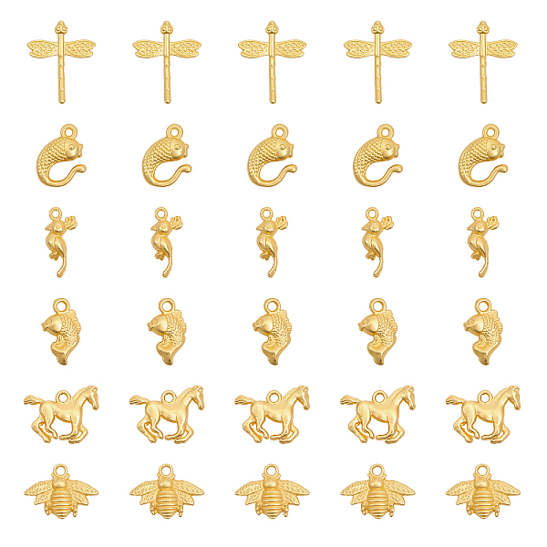 PandaHall CHGCRAFT 30Pcs 6 Styles Alloy Pendants, Bird & Dragonfly & Horse & Bee & Goldfish Charms, Matte Gold Color...
PandaHall CHGCRAFT 30Pcs 6 Styles Alloy Pendants, Bird & Dragonfly & Horse & Bee & Goldfish Charms, Matte Gold Color...