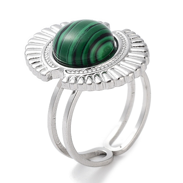 PandaHall Ion Plating(IP) 304 Stainless Steel Ring, Adjustable Synthetic Malachite Rings, Oval, 17x22mm, Inner Diameter: Adjustable...
PandaHall Ion Plating(IP) 304 Stainless Steel Ring, Adjustable Synthetic Malachite Rings, Oval, 17x22mm, Inner Diameter: Adjustable...