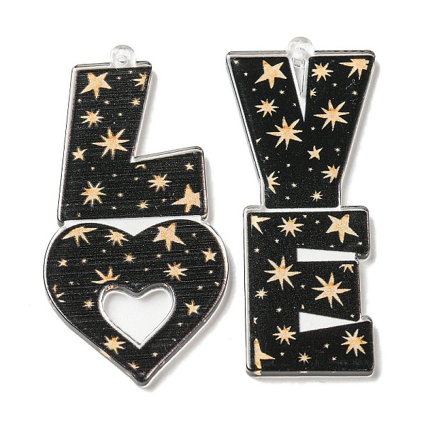 PandaHall Opaque Acrylic Pendants, Word LOVE, Black, 50x21~25.5x2.5mm, Hole: 1.6mm Acrylic Letter Black
PandaHall Opaque Acrylic Pendants, Word LOVE, Black, 50x21~25.5x2.5mm, Hole: 1.6mm Acrylic Letter Black