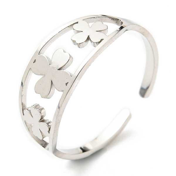 PandaHall 304 Stainless Steel Clover Open Cuff Ring, Stainless Steel Color, Inner Diameter: 18mm 304 Stainless Steel Clover
PandaHall 304 Stainless Steel Clover Open Cuff Ring, Stainless Steel Color, Inner Diameter: 18mm 304 Stainless Steel Clover