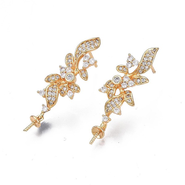 PandaHall Brass Micro Pave Clear Cubic Zirconia Stud Earring Findings, for Half Drilled Beads, Nickel Free, Flower, Golden, 29.5x9.5mm, Pin...
PandaHall Brass Micro Pave Clear Cubic Zirconia Stud Earring Findings, for Half Drilled Beads, Nickel Free, Flower, Golden, 29.5x9.5mm, Pin...