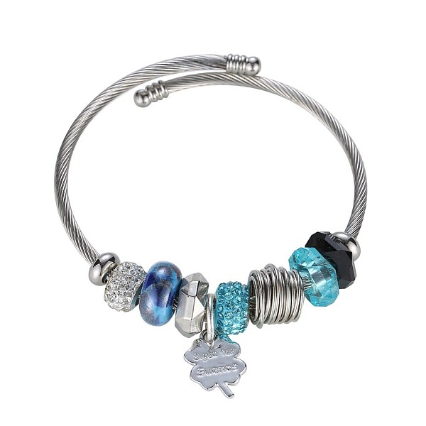 PandaHall European Bracelets, with Glass Beads, Enamel, Rhinestone, Deep Sky Blue, Silver, Inner Diameter: 2-1/8 inch(5.5cm) Glass Blue
PandaHall European Bracelets, with Glass Beads, Enamel, Rhinestone, Deep Sky Blue, Silver, Inner Diameter: 2-1/8 inch(5.5cm) Glass Blue