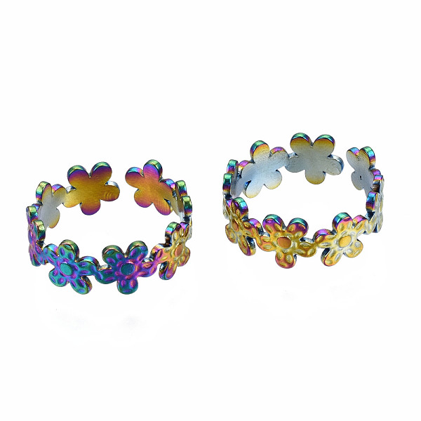 PandaHall Flower Cuff Rings, Wide Open Rings, Rainbow Color 304 Stainless Steel Ring for Women, US Size 8 1/4(18.3mm) 304 Stainless Steel
PandaHall Flower Cuff Rings, Wide Open Rings, Rainbow Color 304 Stainless Steel Ring for Women, US Size 8 1/4(18.3mm) 304 Stainless Steel
