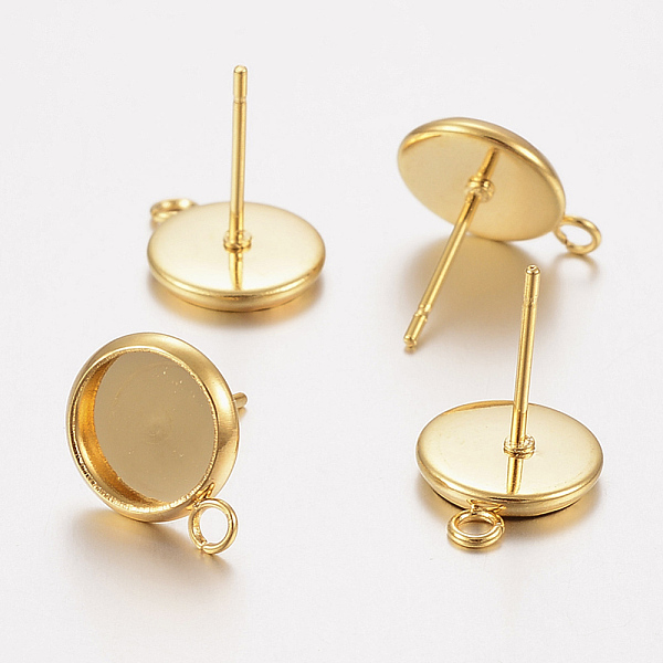 PandaHall 304 Stainless Steel Stud Earring Settings, with Loop, Flat Round, Real 24K Gold Plated, Tray: 8mm, 13x10x1.5mm, Hole: 2mm, Pin...
PandaHall 304 Stainless Steel Stud Earring Settings, with Loop, Flat Round, Real 24K Gold Plated, Tray: 8mm, 13x10x1.5mm, Hole: 2mm, Pin...
