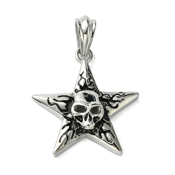 PandaHall 304 Stainless Steel Big Pendants, Star with Skull Charms, Antique Silver, 59.5x41.5x9mm, Hole: 7.5x11.5mm 304 Stainless Steel Star
PandaHall 304 Stainless Steel Big Pendants, Star with Skull Charms, Antique Silver, 59.5x41.5x9mm, Hole: 7.5x11.5mm 304 Stainless Steel Star