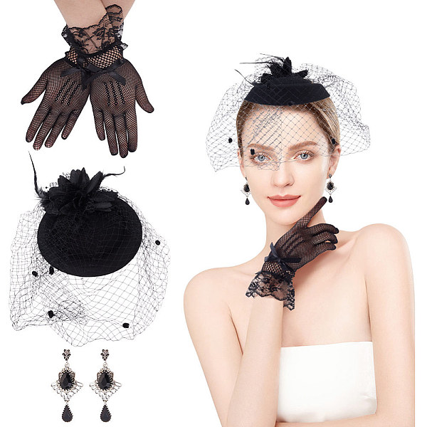 PandaHall Fingerinspire Gothic Style Women's Costume Accessories, including 1 Pair Lace Bridal Gloves, 1Pc Women's Fascinators Feather Hat..., Black
PandaHall Fingerinspire Gothic Style Women's Costume Accessories, including 1 Pair Lace Bridal Gloves, 1Pc Women's Fascinators Feather Hat..., Black