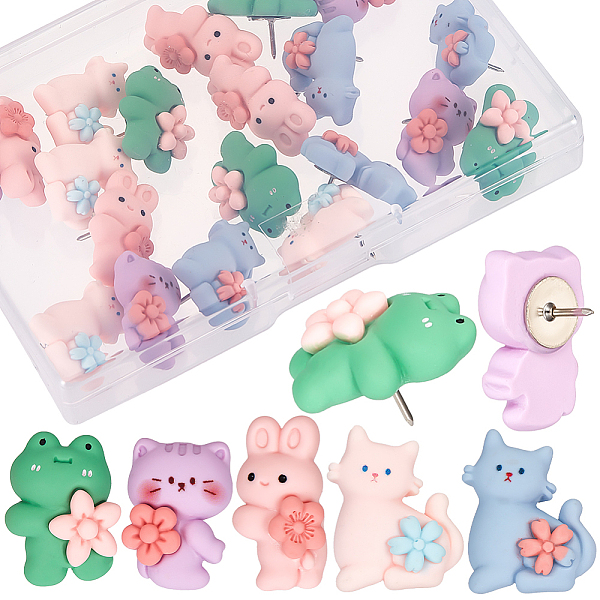 PandaHall CRASPIRE 20Pcs Iron Push Pins, Drawing Push Pins, Resin Head Thumbtack, Cute Animal, Frog/Rabbit/Cat, Mixed Color..., Multicolor
PandaHall CRASPIRE 20Pcs Iron Push Pins, Drawing Push Pins, Resin Head Thumbtack, Cute Animal, Frog/Rabbit/Cat, Mixed Color..., Multicolor