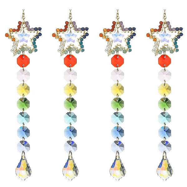 PandaHall Glass Teardrop Pendant Decorations, Hanging Suncatchers, with Octagon Glass Link and Natural Gemstone, for Home Decorations, Star..., Multicolor
PandaHall Glass Teardrop Pendant Decorations, Hanging Suncatchers, with Octagon Glass Link and Natural Gemstone, for Home Decorations, Star..., Multicolor