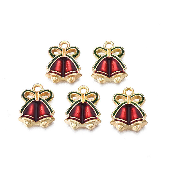 PandaHall Rack Plating Alloy Enamel Pendants, Cadmium Free & Nickel Free & Lead Free, Light Gold, Christmas Bell, Dark Red, 16.5x13x3mm...
PandaHall Rack Plating Alloy Enamel Pendants, Cadmium Free & Nickel Free & Lead Free, Light Gold, Christmas Bell, Dark Red, 16.5x13x3mm...