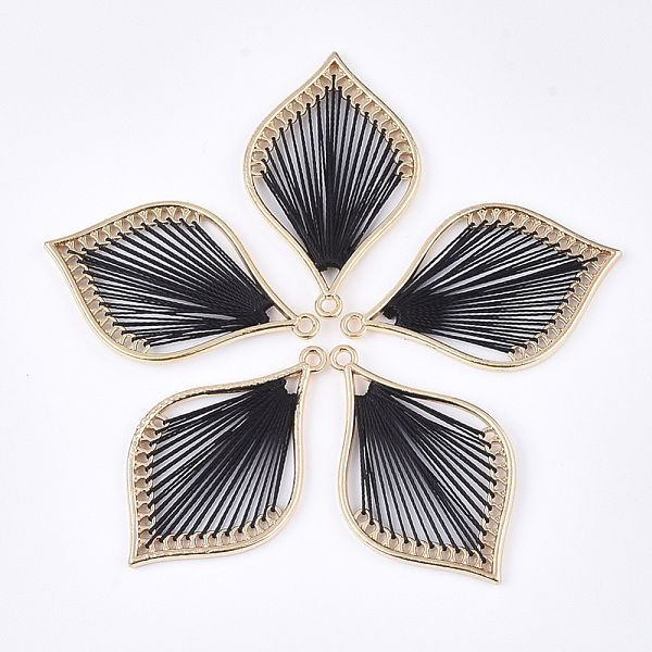 PandaHall Cotton Thread Woven Pendants, with Alloy Findings, Leaf, Golden, Black, 43x26.5x2mm, Hole: 1.8mm Cotton Leaf Black
PandaHall Cotton Thread Woven Pendants, with Alloy Findings, Leaf, Golden, Black, 43x26.5x2mm, Hole: 1.8mm Cotton Leaf Black