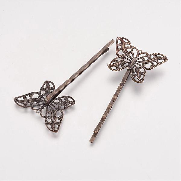 PandaHall Brass Hair Bobby Pin Findings, Butterfly, Antique Bronze, 2x55x2mm, Tray: 30x22x1mm Brass
PandaHall Brass Hair Bobby Pin Findings, Butterfly, Antique Bronze, 2x55x2mm, Tray: 30x22x1mm Brass