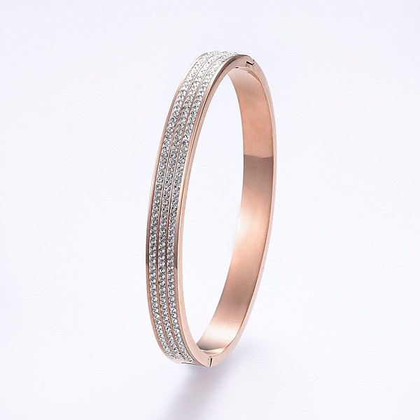 PandaHall 304 Stainless Steel Bangles, with Polymer Clay Rhinestone, Rose Gold, 2-3/8 inch(6cm)x2 inch(5cm), 7mm Rhinestone Clear
PandaHall 304 Stainless Steel Bangles, with Polymer Clay Rhinestone, Rose Gold, 2-3/8 inch(6cm)x2 inch(5cm), 7mm Rhinestone Clear