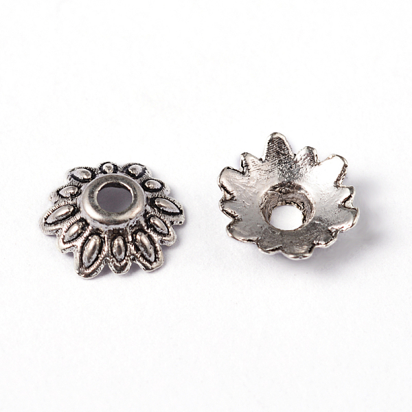 PandaHall Tibetan Style Bead Caps, Lead Free & Cadmium Free, Flower, Antique Silver, 8x2.5mm, Hole:2mm Alloy
PandaHall Tibetan Style Bead Caps, Lead Free & Cadmium Free, Flower, Antique Silver, 8x2.5mm, Hole:2mm Alloy