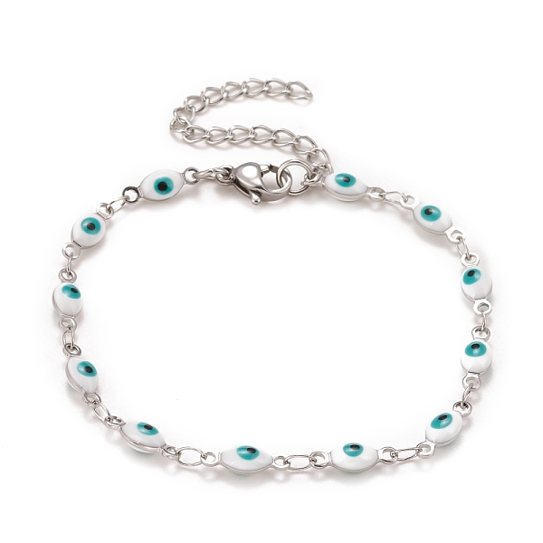 PandaHall Enamel Horse Eye Link Chains Bracelet, 304 Stainless Steel Jewelry for Women, Stainless Steel Color, White, 6-3/4 inch(17.1cm) 304...
PandaHall Enamel Horse Eye Link Chains Bracelet, 304 Stainless Steel Jewelry for Women, Stainless Steel Color, White, 6-3/4 inch(17.1cm) 304...